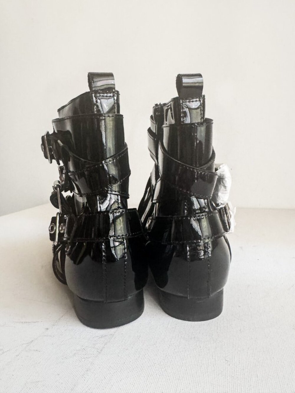 Jeffrey Campbell Black Patent leather Buckle Pointy Toe Booties 10 - Picture 5 of 6